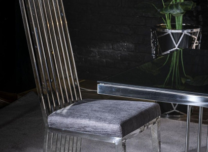 Esszimmer Stuhl grau Luxus stuhl Metall mit Textil Stühle Stil Modern